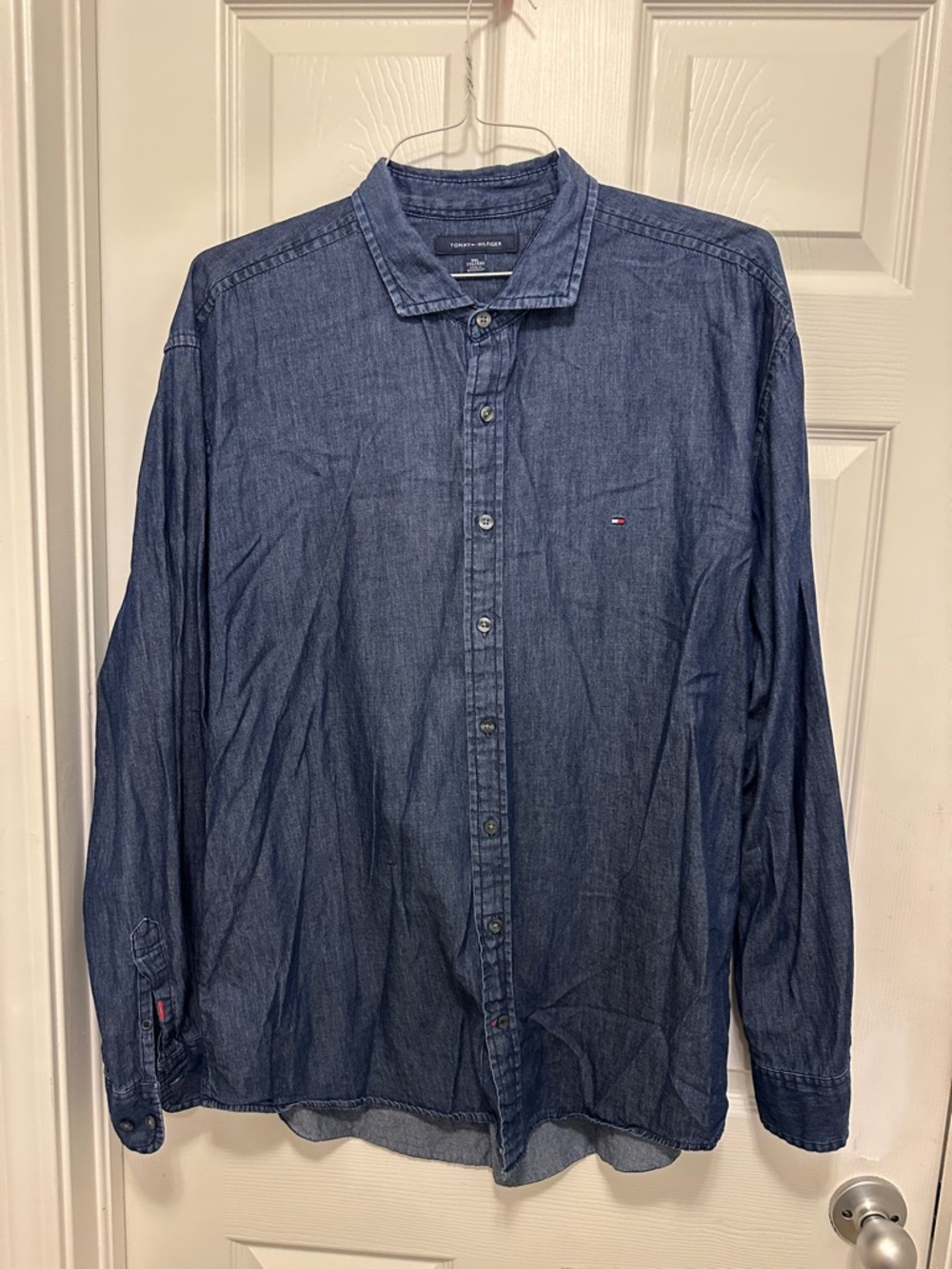 Tommy Hilfiger Indigo Blue Denim Button-Down Long Sleeve Shirt XXL